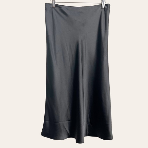 Club Monaco Trycia Black Bias Slip Midi Skirt Size 8 - Picture 5 of 9